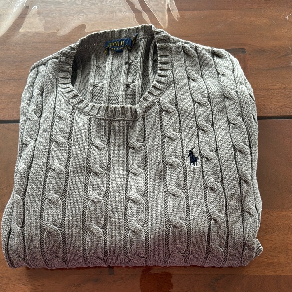 Polo by Ralph Lauren Gray Cable Knit Sweater for Men